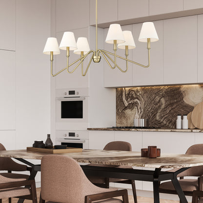 Kennedy BCB Linear Pendant in Brushed Champagne Bronze with Ivory Linen Shade - Default Title - Golden Lighting
