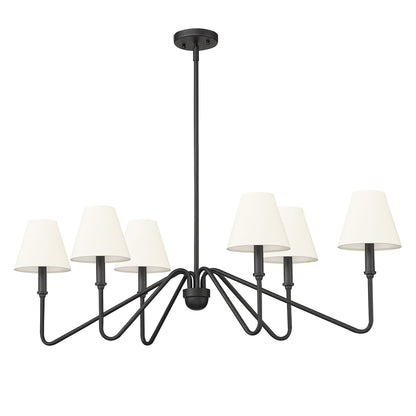 Yep by Golden Lighting Kennedy 6-light Island Light in Natural Black and Ivory Linen shade