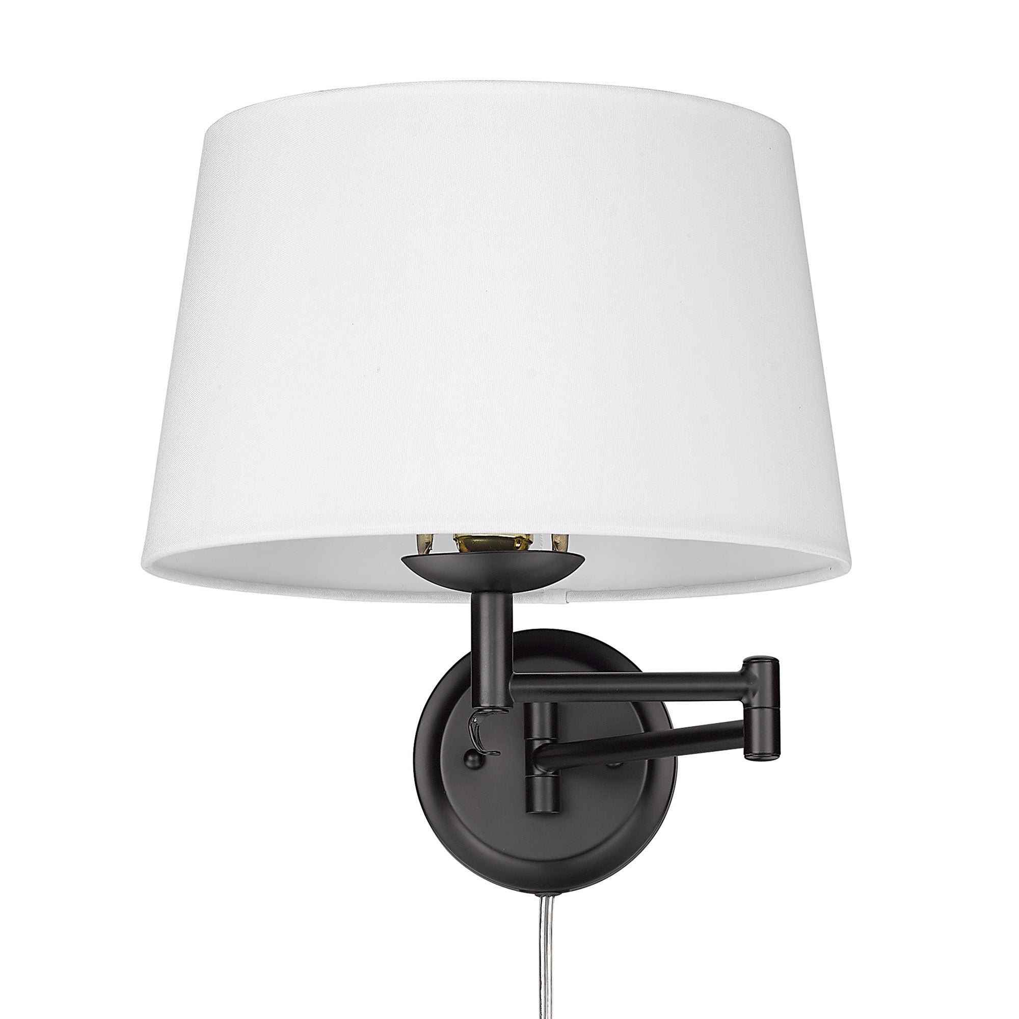Eleanor 1-light Swing Arm Wall Lamp in Matte Black and Modern White shade