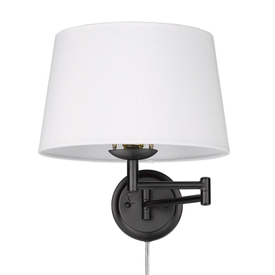 Eleanor 1-light Swing Arm Wall Lamp in Matte Black and Modern White shade