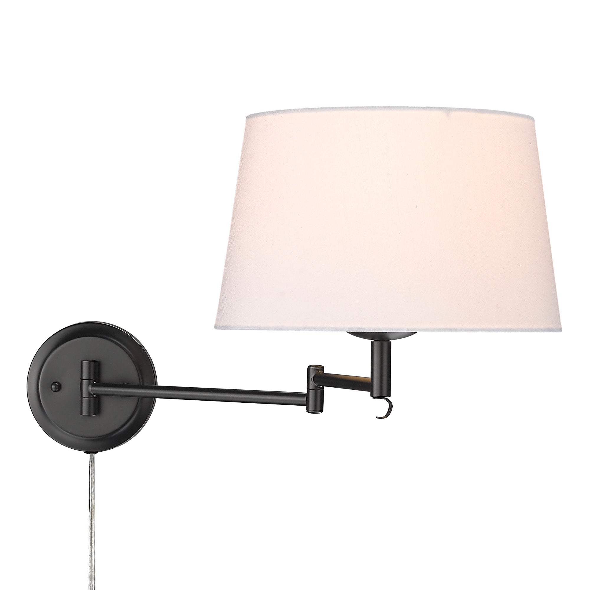 Eleanor 1-light Swing Arm Wall Lamp in Matte Black and Modern White shade