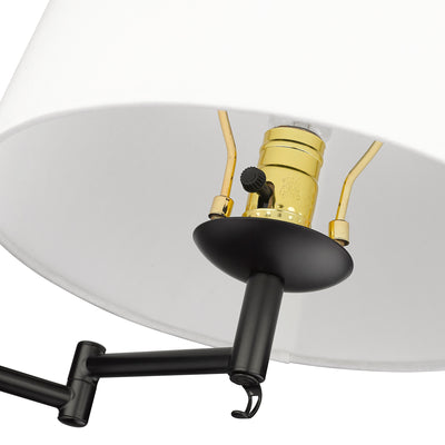 Eleanor 1-light Swing Arm Wall Lamp in Matte Black and Modern White shade