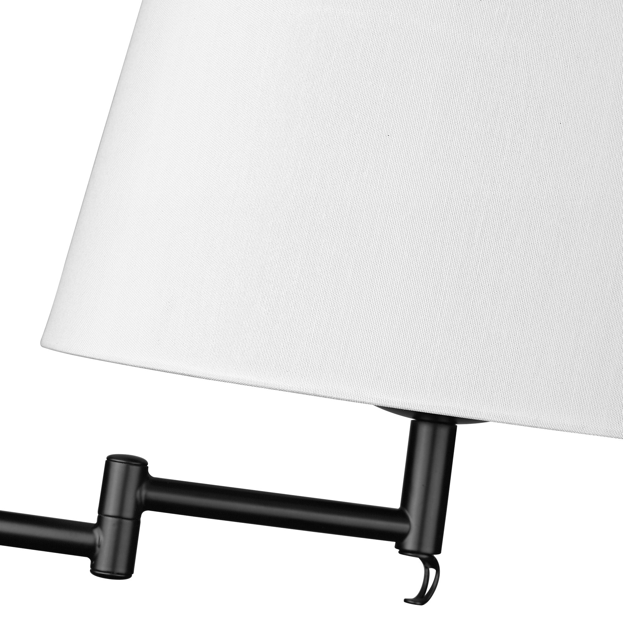 Eleanor 1-light Swing Arm Wall Lamp in Matte Black and Modern White shade