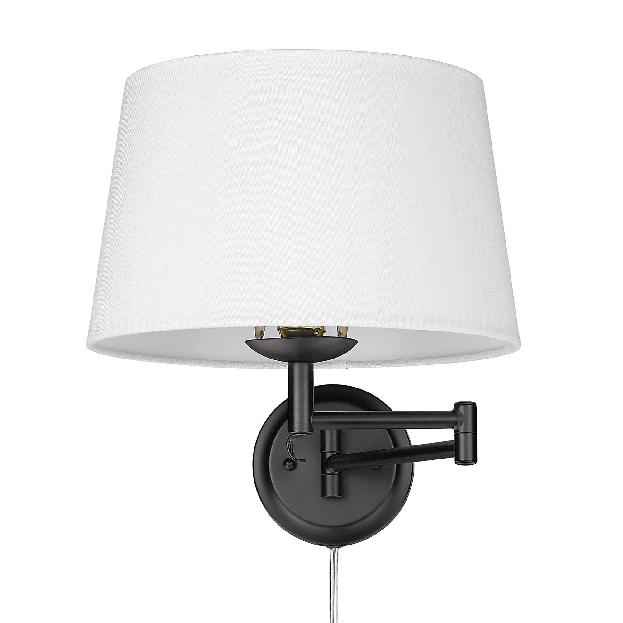 Eleanor Articulating Wall Sconce in Matte Black with Modern White Shade - - Golden Lighting