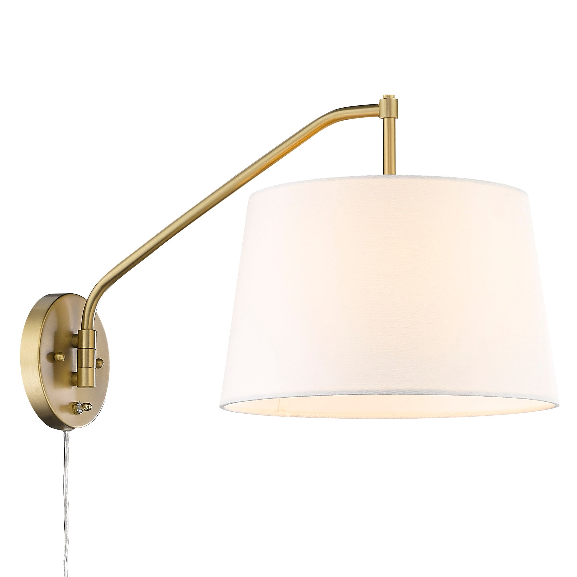 Ryleigh 1-light Swing Arm in Brushed Champagne Brass and Modern White shade