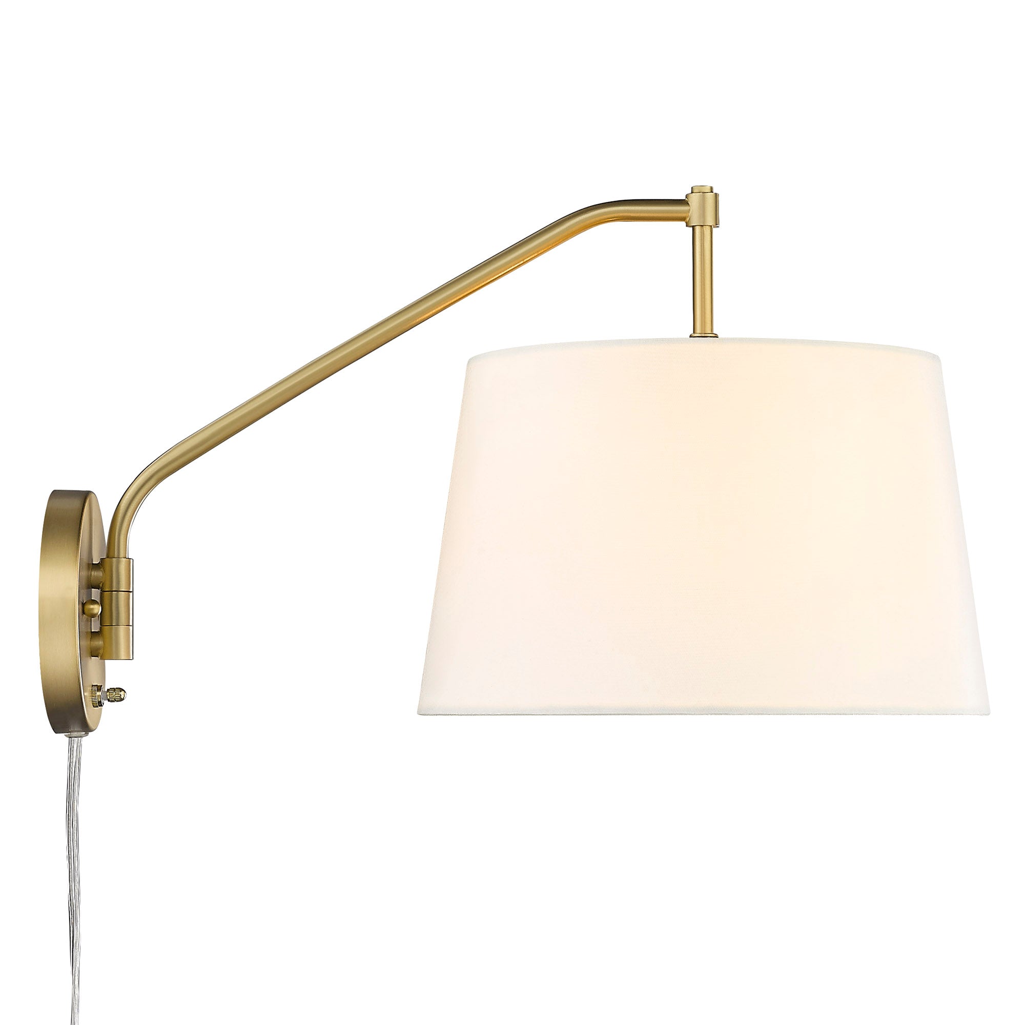 Ryleigh 1-light Swing Arm in Brushed Champagne Brass and Modern White shade
