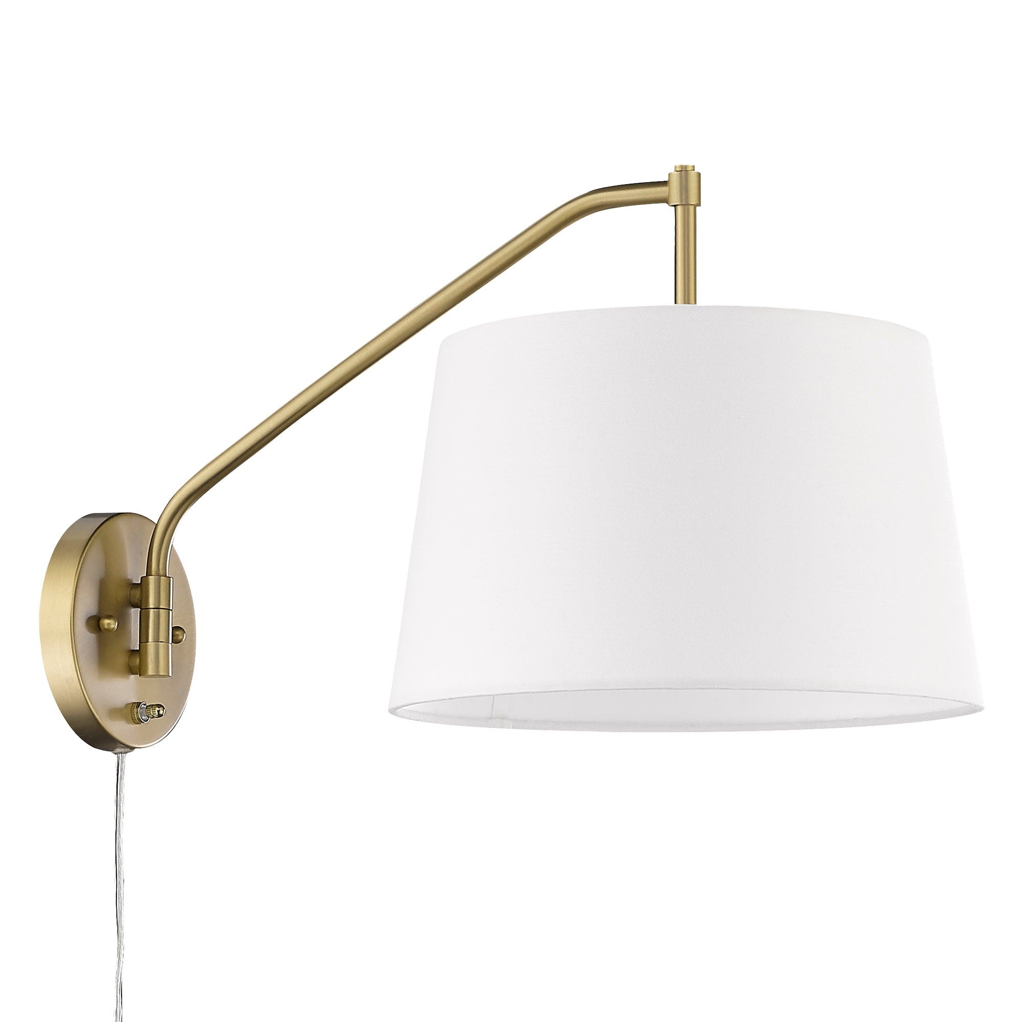 Ryleigh 1-light Swing Arm in Brushed Champagne Brass and Modern White shade