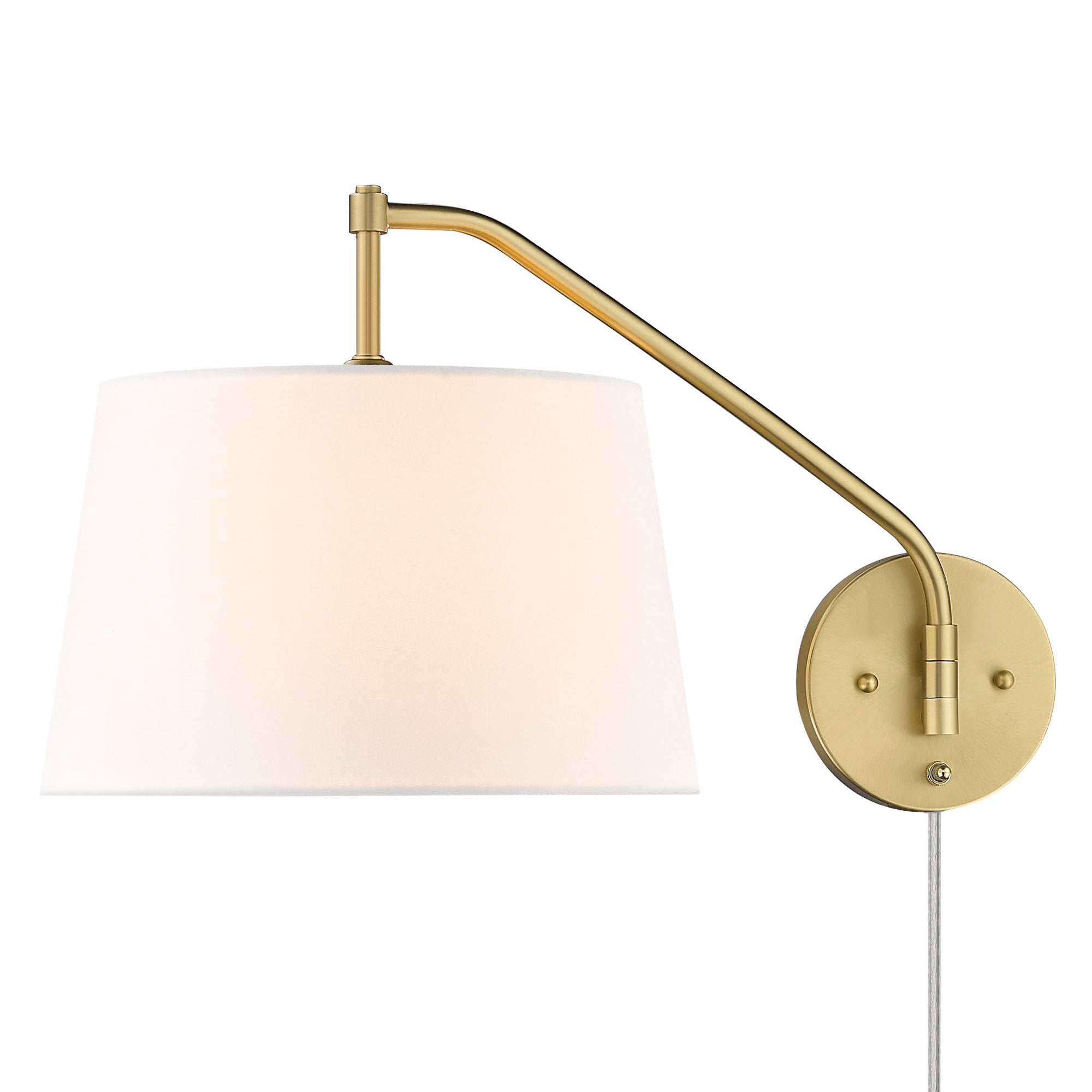 Ryleigh 1-light Swing Arm in Brushed Champagne Brass and Modern White shade