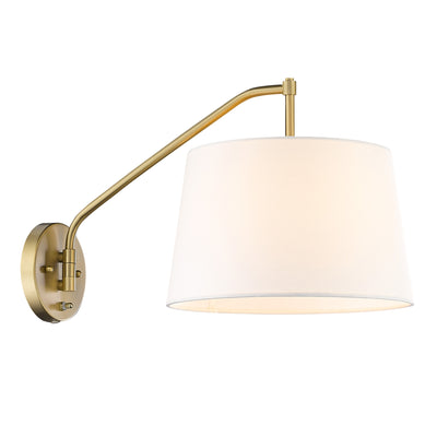 Ryleigh 1-light Swing Arm in Brushed Champagne Brass and Modern White shade