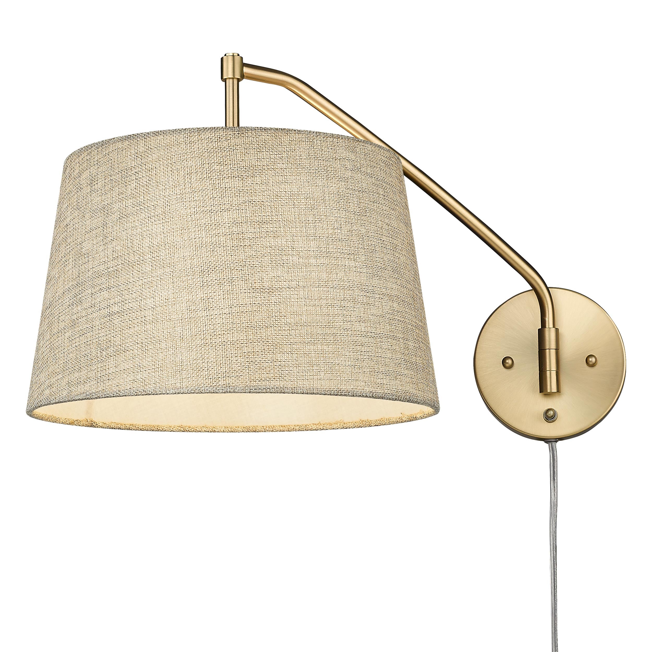 Ryleigh 1-light Swing Arm in Brushed Champagne Brass and Natural Sisal shade