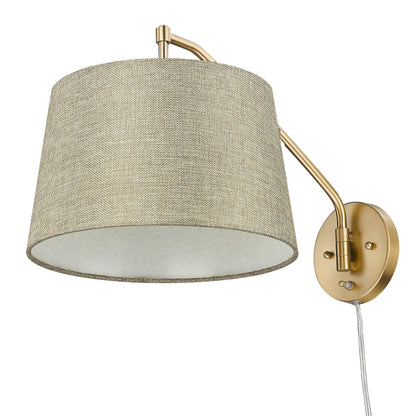 Ryleigh 1-light Swing Arm in Brushed Champagne Brass and Natural Sisal shade
