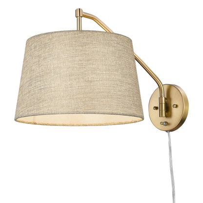 Ryleigh 1-light Swing Arm in Brushed Champagne Brass and Natural Sisal shade