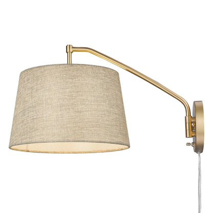 Ryleigh 1-light Swing Arm in Brushed Champagne Brass and Natural Sisal shade