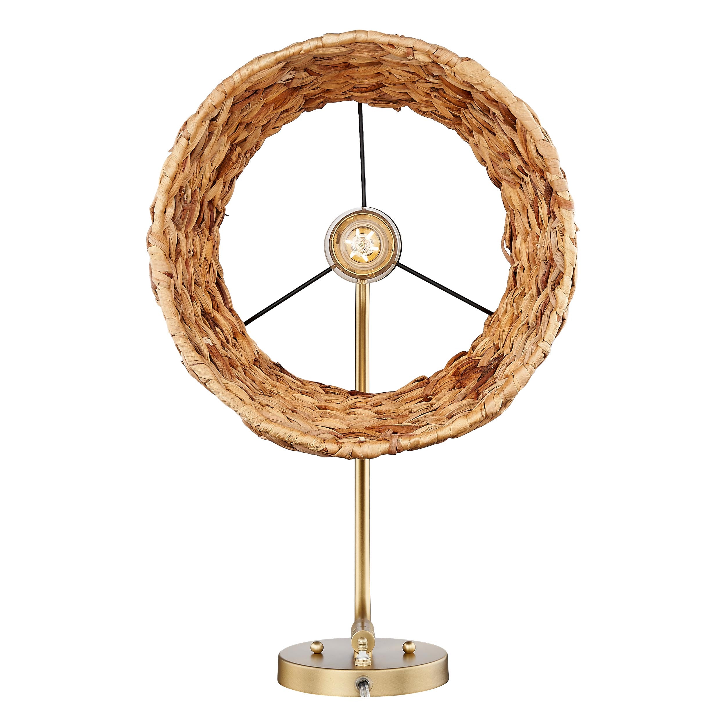 Ryleigh 1-light Swing Arm in Brushed Champagne Brass and Woven Sweet Grass
