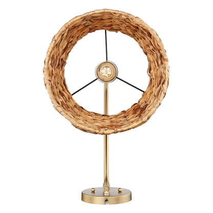 Ryleigh 1-light Swing Arm in Brushed Champagne Brass and Woven Sweet Grass