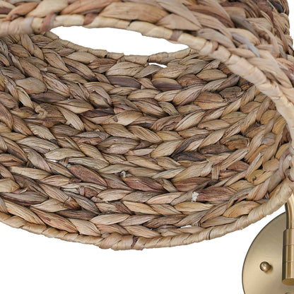 Ryleigh 1-light Swing Arm in Brushed Champagne Brass and Woven Sweet Grass