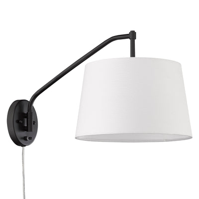 Ryleigh 1-light Swing Arm Wall Lamp in Matte Black and Modern White shade
