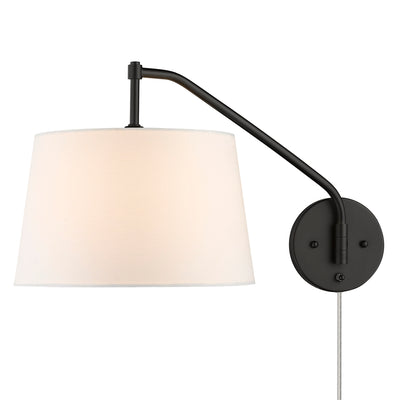 Ryleigh 1-light Swing Arm Wall Lamp in Matte Black and Modern White shade