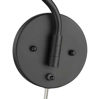 Ryleigh 1-light Swing Arm Wall Lamp in Matte Black and Natural Sisal shade
