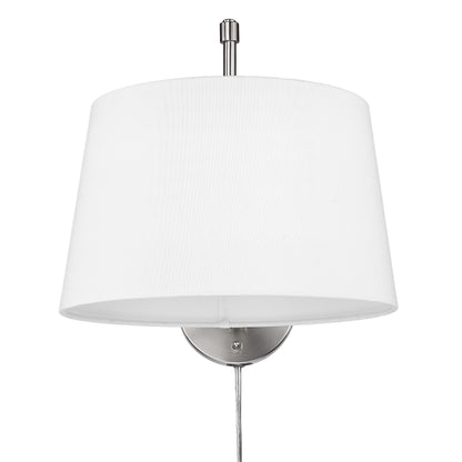 Ryleigh 1-light Swing Arm Wall Lamp in Pewter and Modern White shade