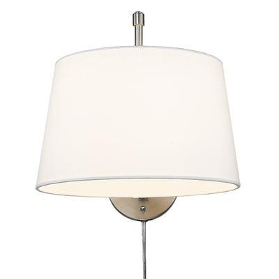 Ryleigh 1-light Swing Arm Wall Lamp in Pewter and Modern White shade, alternate view - Golden Lighting