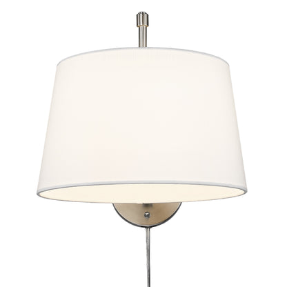 Ryleigh 1-light Swing Arm Wall Lamp in Pewter and Modern White shade