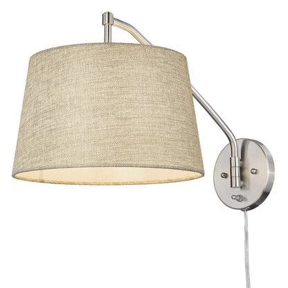 Ryleigh 1-light Swing Arm Wall Lamp in Pewter and Natural Sisal shade