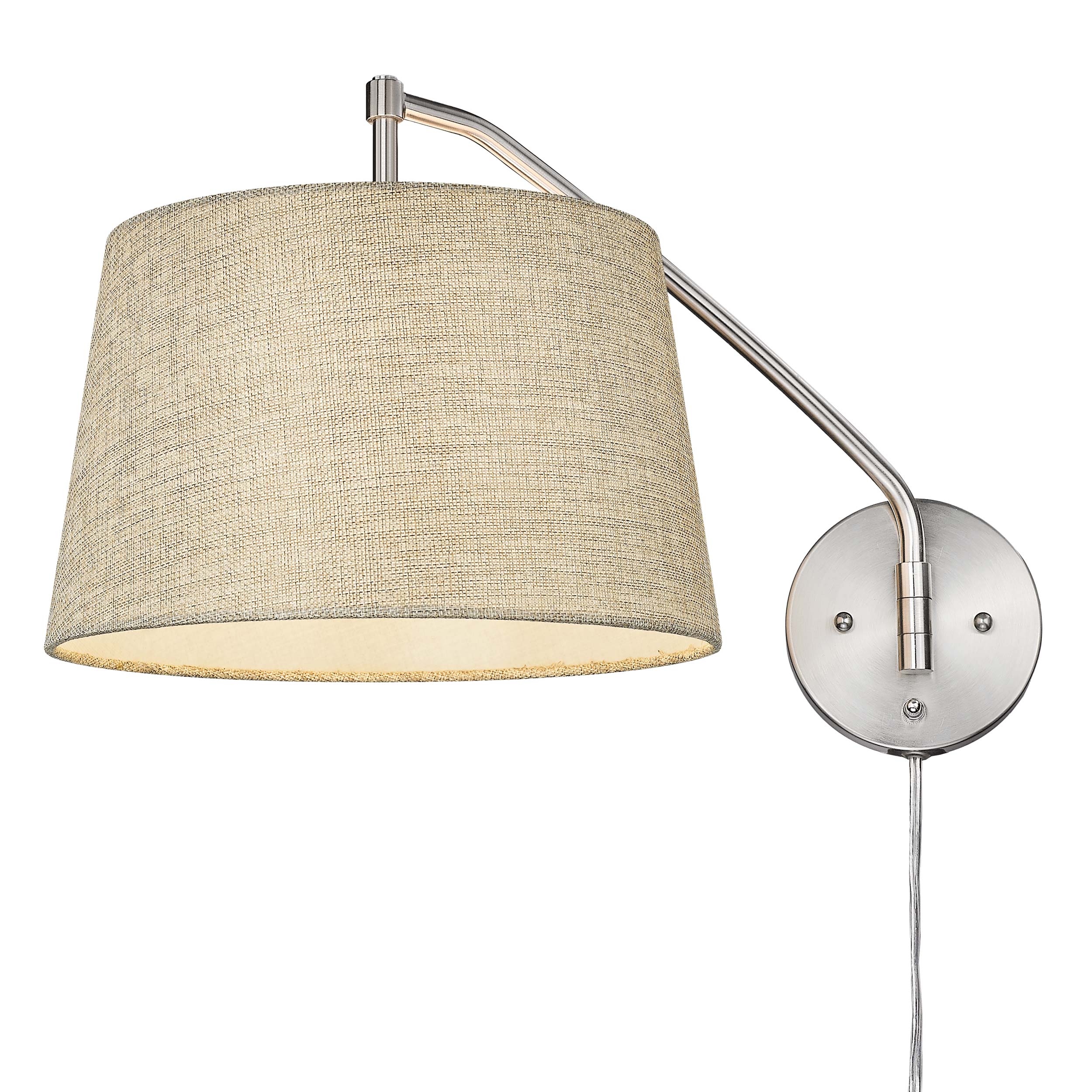 Ryleigh 1-light Swing Arm Wall Lamp in Pewter and Natural Sisal shade