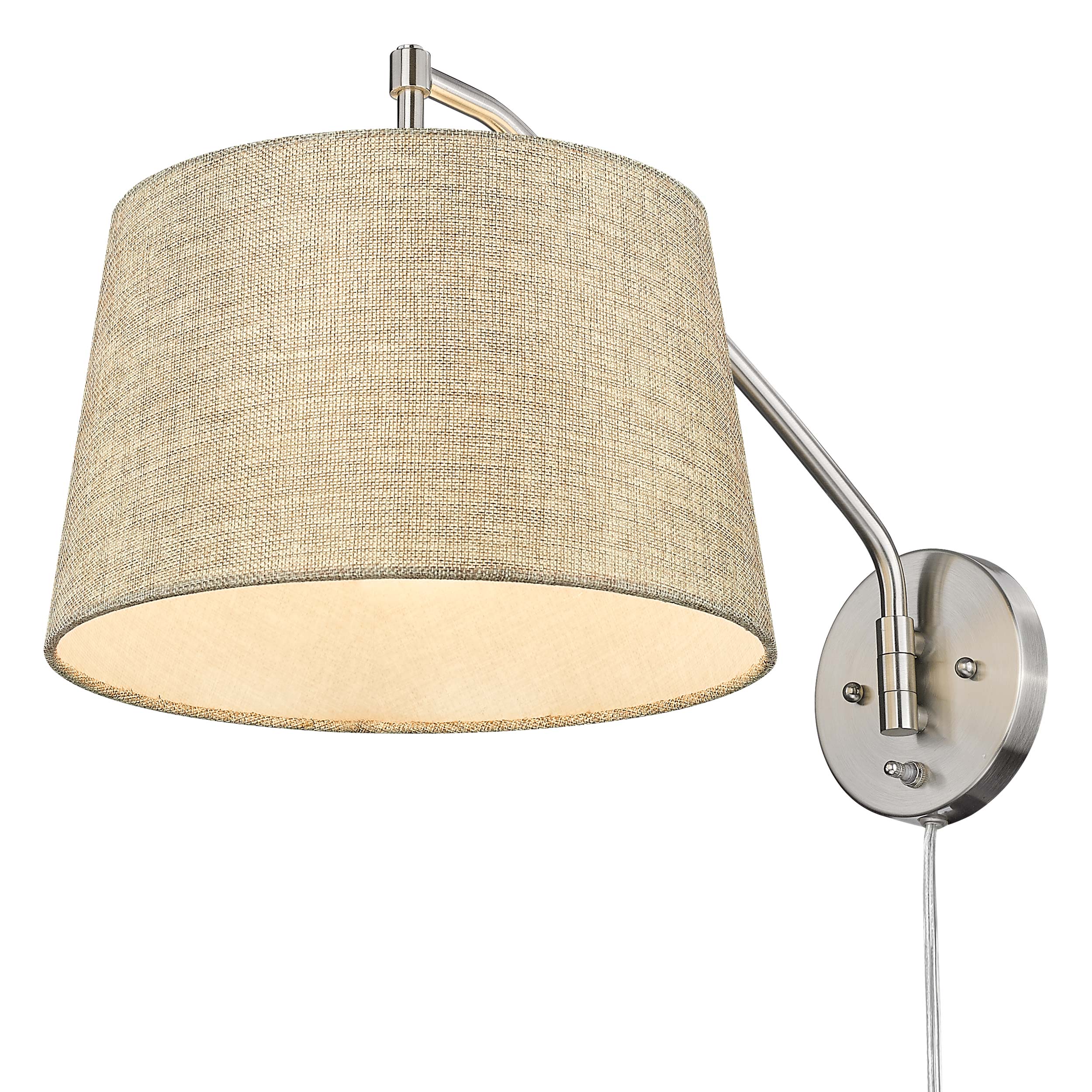 Ryleigh 1-light Swing Arm Wall Lamp in Pewter and Natural Sisal shade