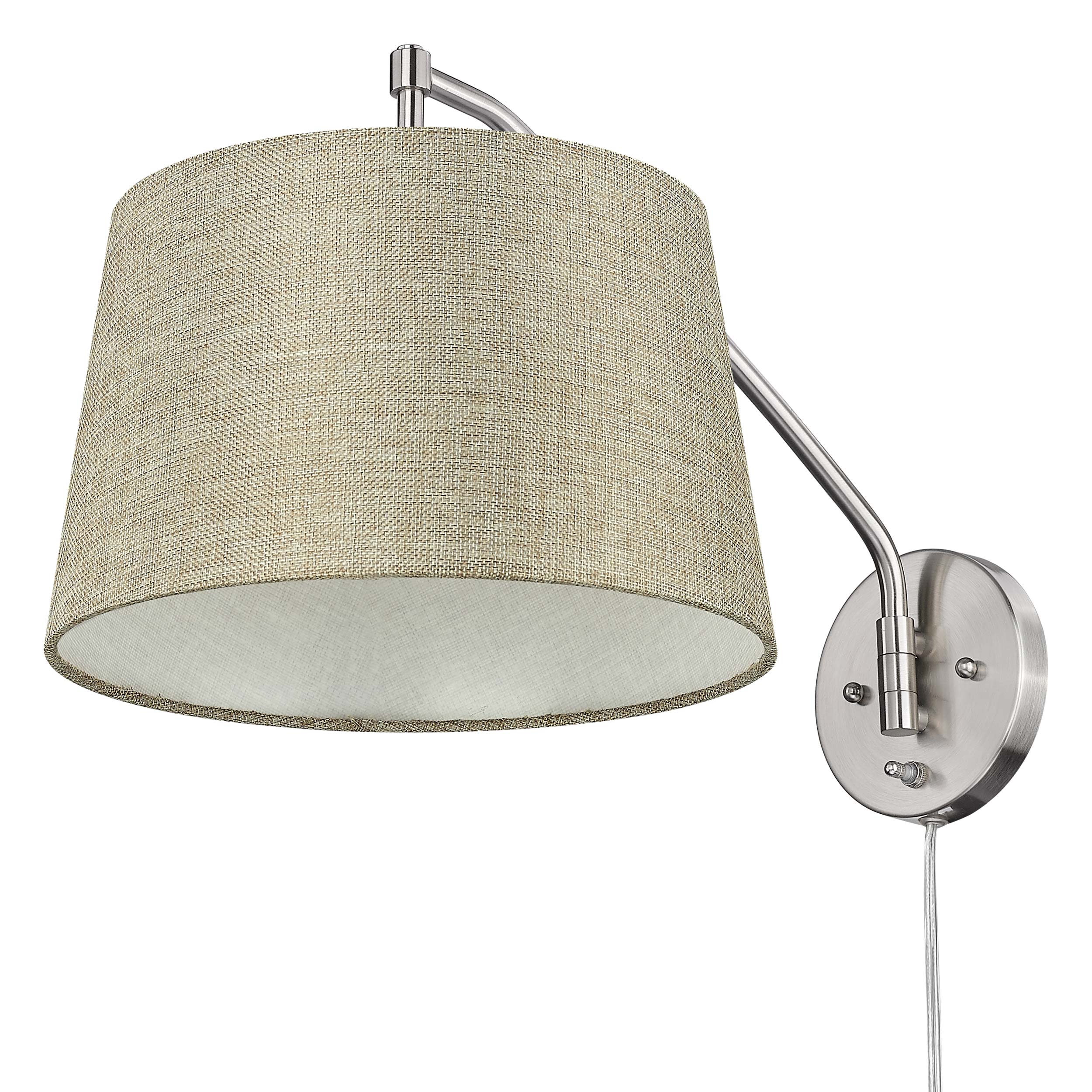 Ryleigh 1-light Swing Arm Wall Lamp in Pewter and Natural Sisal shade