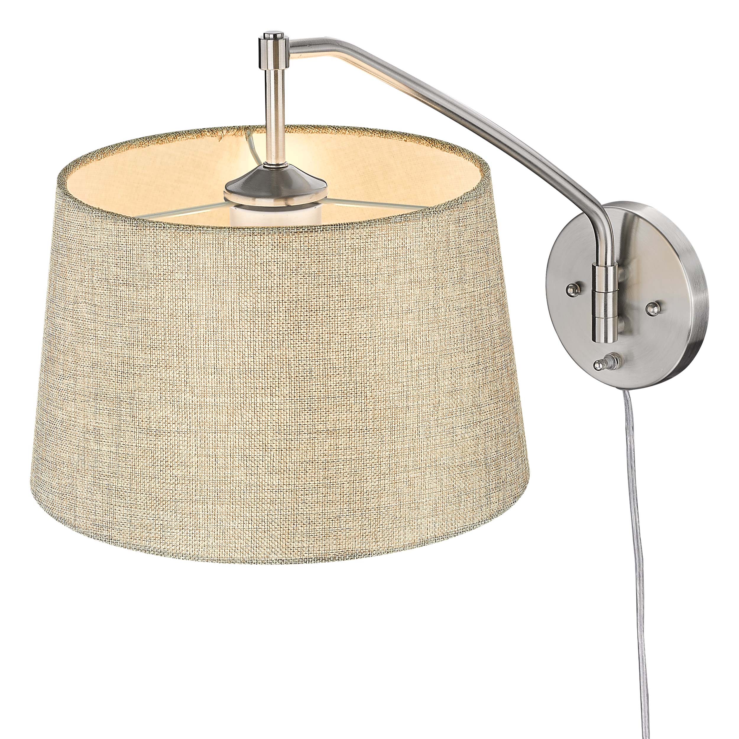 Ryleigh 1-light Swing Arm Wall Lamp in Pewter and Natural Sisal shade