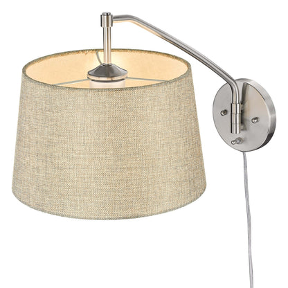 Ryleigh 1-light Swing Arm Wall Lamp in Pewter and Natural Sisal shade