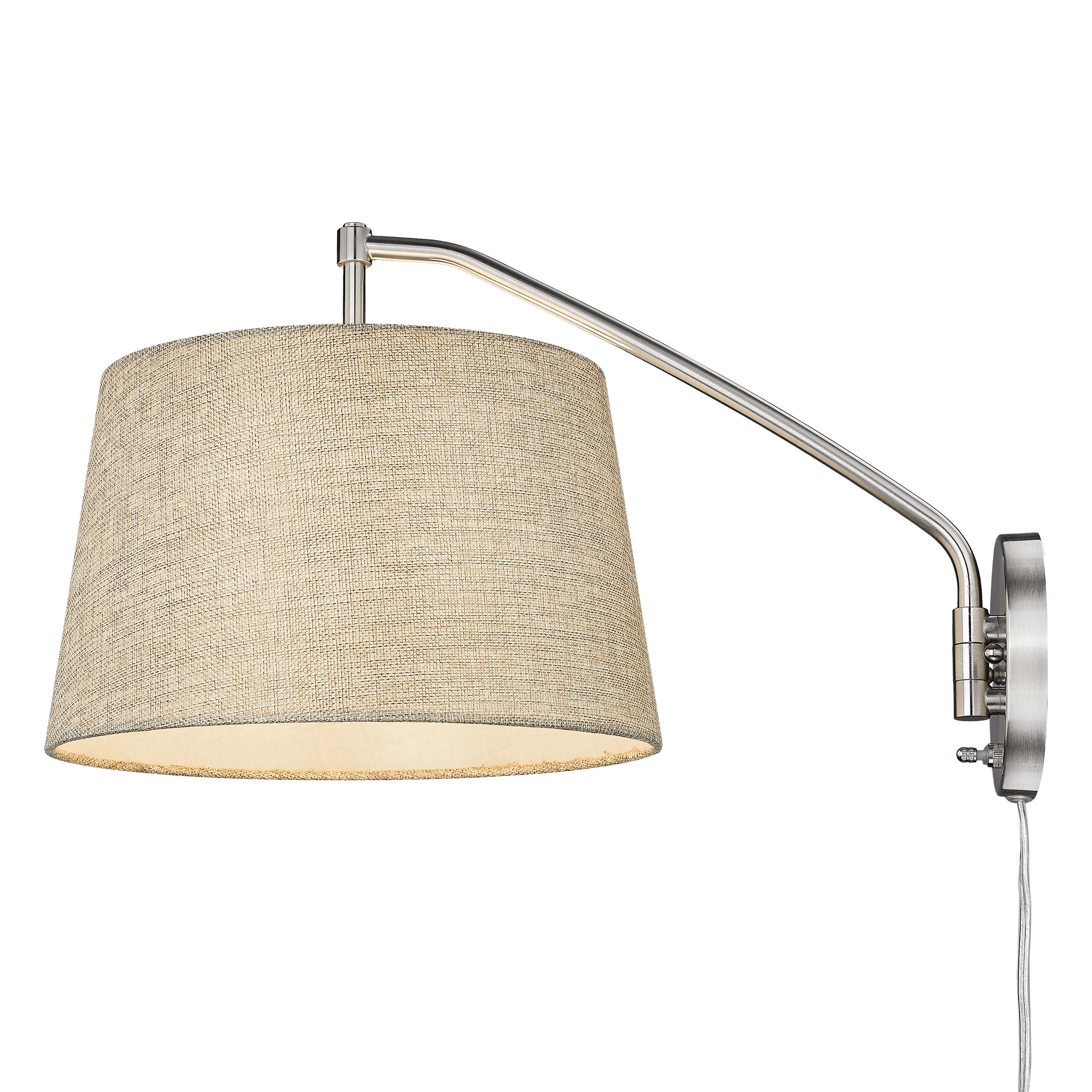 Ryleigh 1-light Swing Arm Wall Lamp in Pewter and Natural Sisal shade