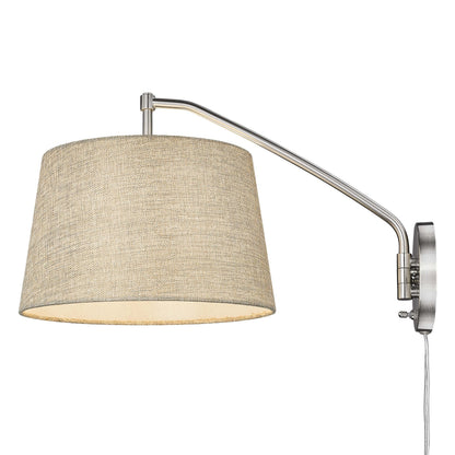 Ryleigh 1-light Swing Arm Wall Lamp in Pewter and Natural Sisal shade