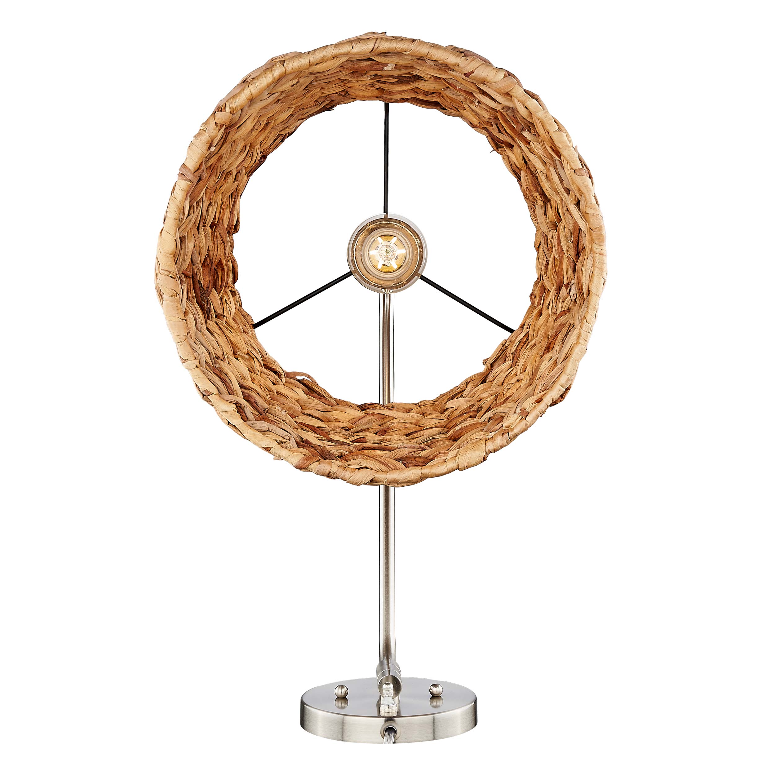 Ryleigh 1-light Swing Arm Wall Lamp in Pewter and Woven Sweet Grass shade