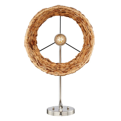 Ryleigh 1-light Swing Arm Wall Lamp in Pewter and Woven Sweet Grass shade