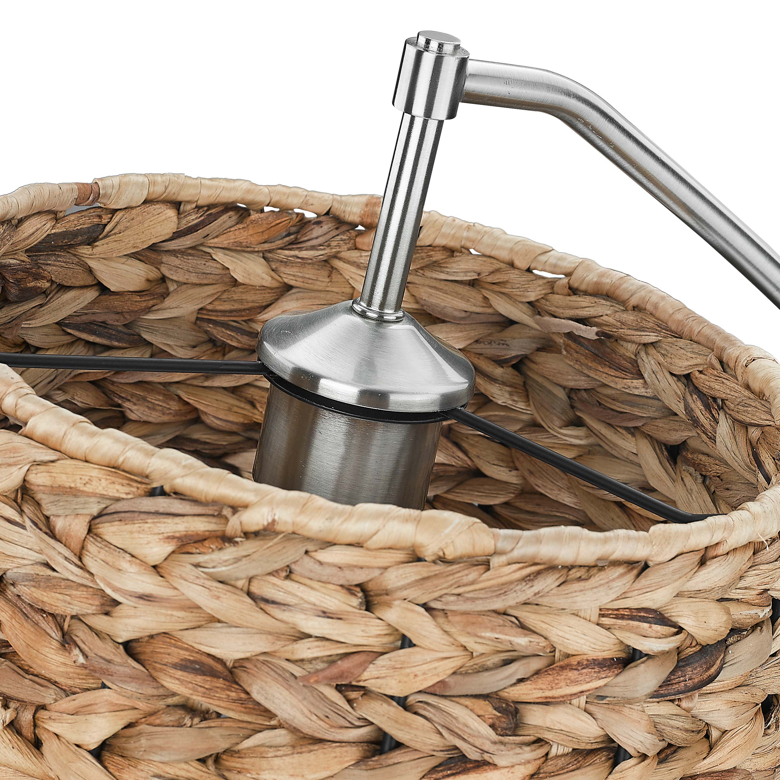Ryleigh 1-light Swing Arm Wall Lamp in Pewter and Woven Sweet Grass shade