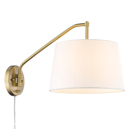 Ryleigh Articulating Wall Sconce in Brushed Champagne Bronze with Modern White Shade - - Golden Lighting