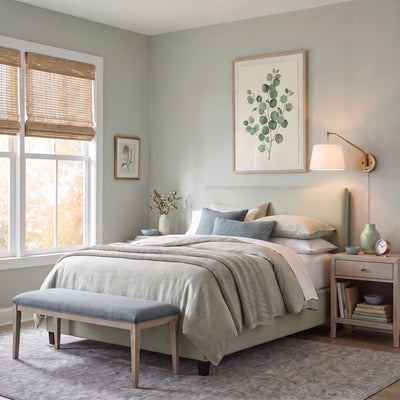 Ryleigh 1-light Swing Arm in Brushed Champagne Brass and Modern White shade, AI-visualized room scene - Golden Lighting