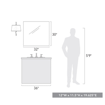 Ryleigh 1-light Swing Arm Wall Lamp in Pewter and Modern White shade, scale reference - Golden Lighting