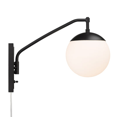Golden Lighting Glenn 1-light Swing Arm Wall Lamp in Matte Black - - Golden Lighting