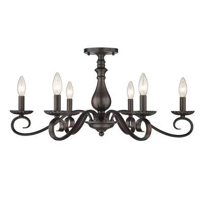 Larrick 6-light Semi-Flush Mount in Rubbed Bronze