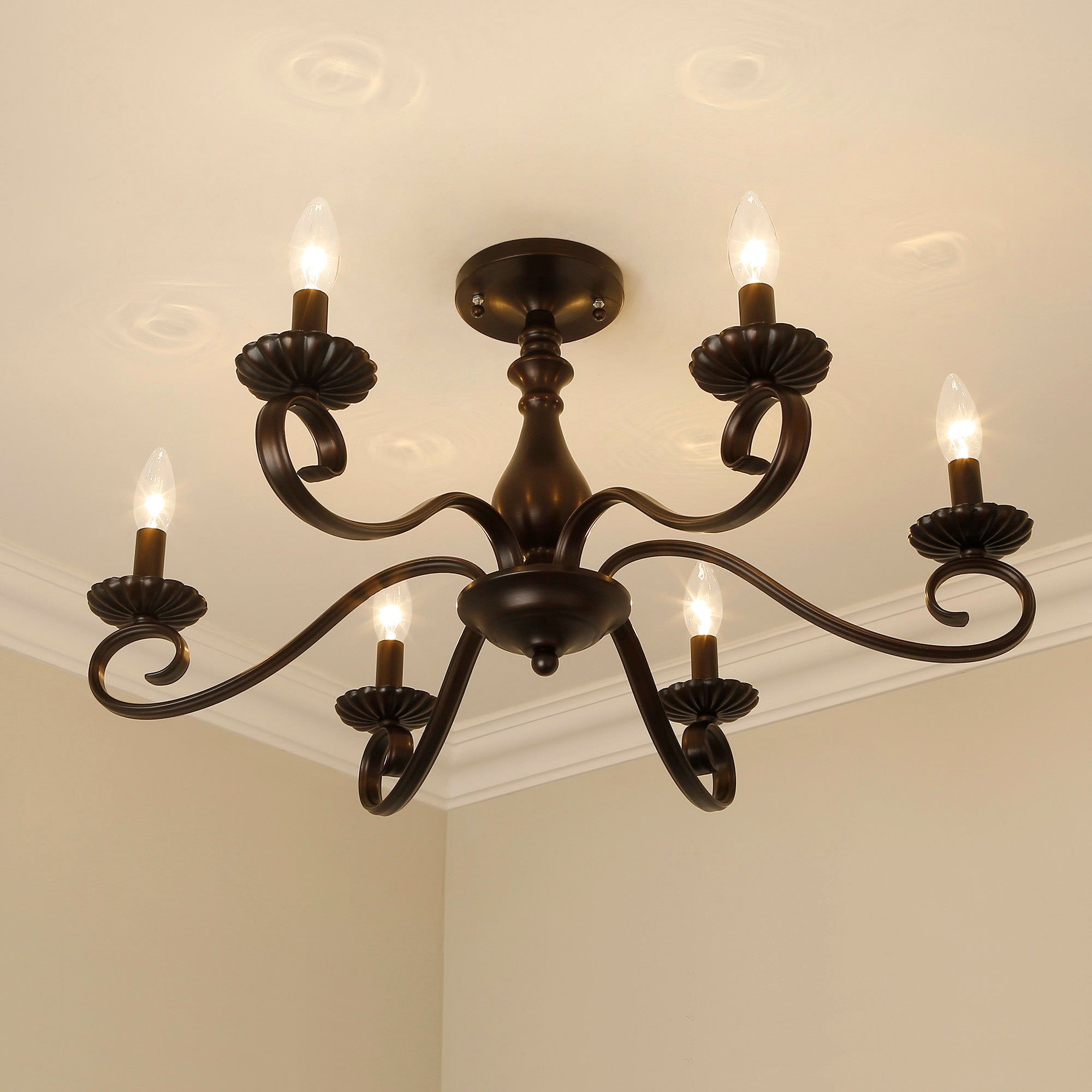 Larrick 6-light Semi-Flush Mount in Rubbed Bronze
