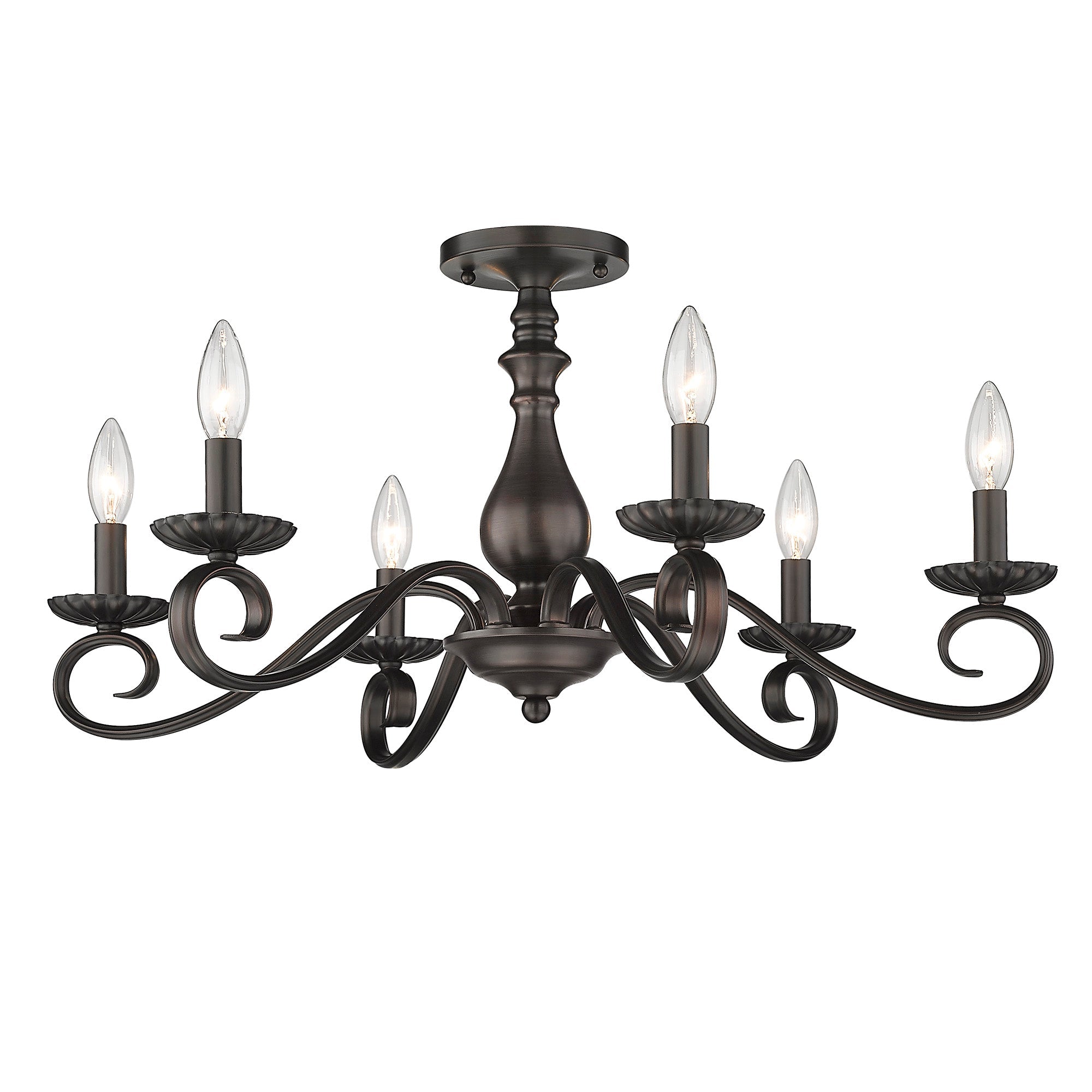 Larrick 6-light Semi-Flush Mount in Rubbed Bronze - - Golden Lighting