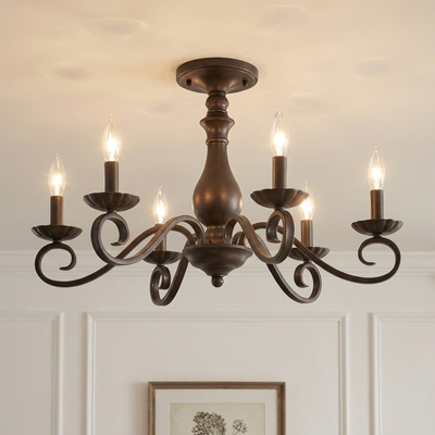 Larrick 6-light Semi-Flush Mount in Rubbed Bronze, alternate view - Golden Lighting