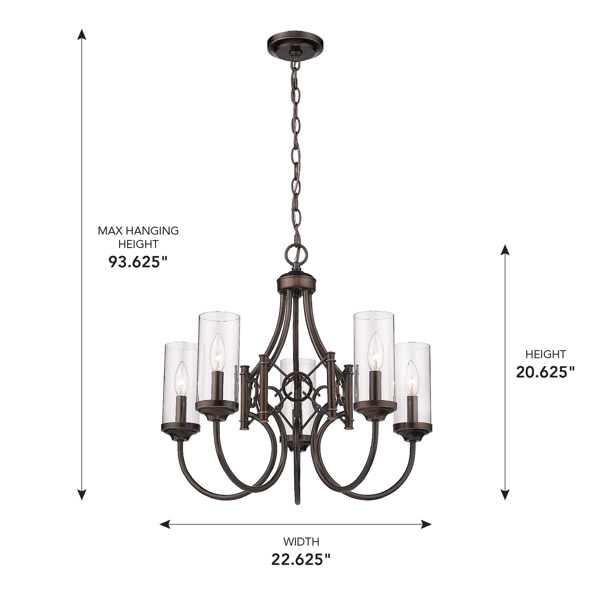 Quincy 5-light Chandelier in Cordoban Bronze