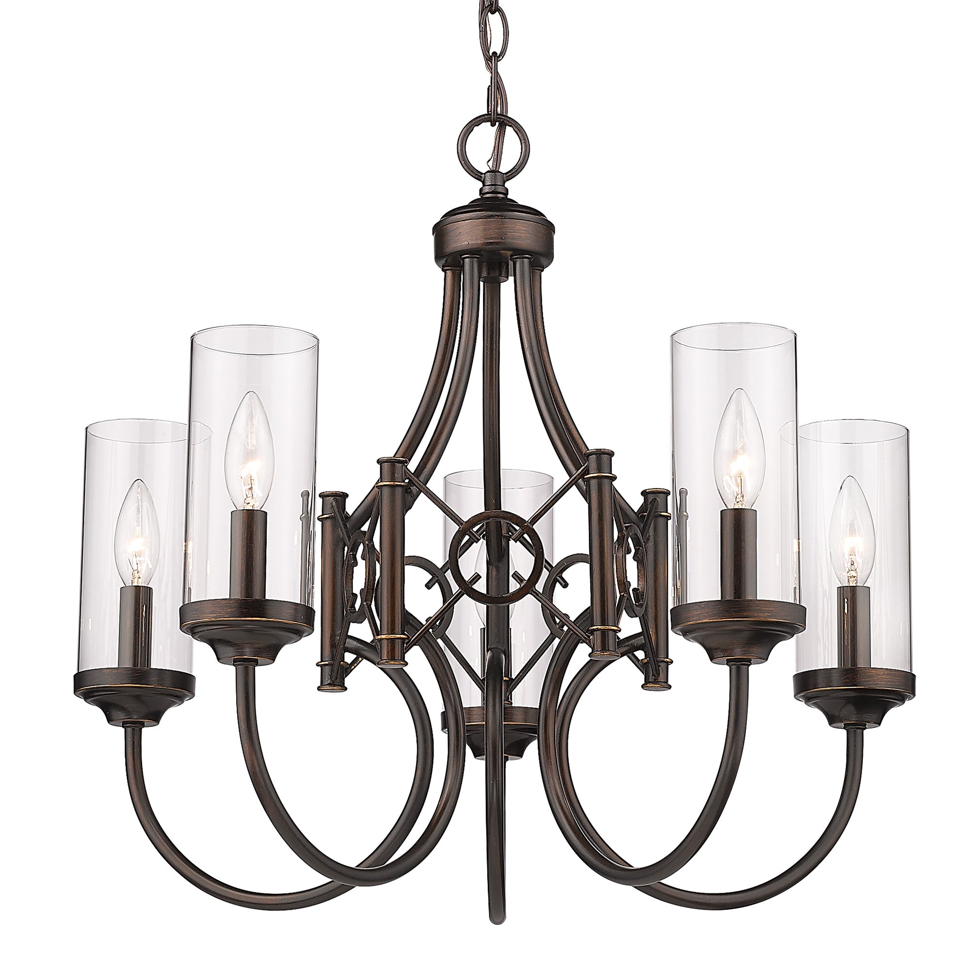 Quincy 5-light Chandelier in Cordoban Bronze - - Golden Lighting
