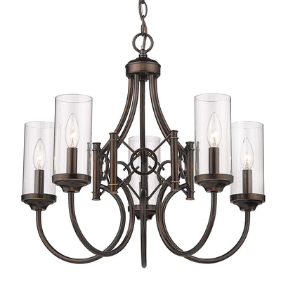 Quincy 5-light Chandelier in Cordoban Bronze - - Golden Lighting