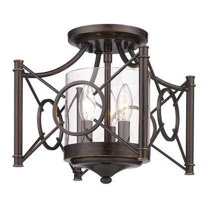Quincy 3-light Semi-Flush Mount in Cordoban Bronze