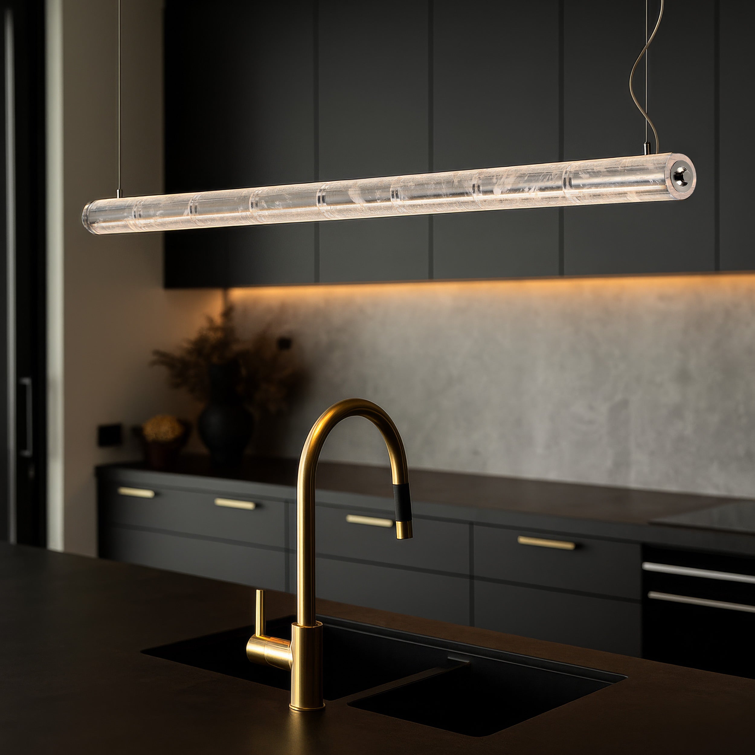 Golden Lighting Crystallo Integrated LED Island Light in Polished Nickel